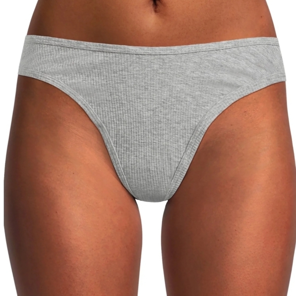 NOBO No Boundaries 2pk Cotton Rib String Thong Panties Heather Gray xl 15-17